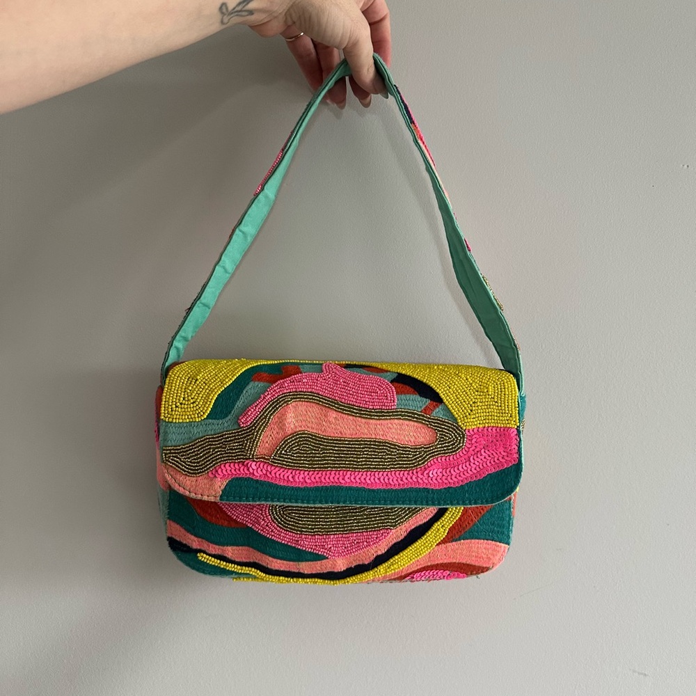 America & Beyond | Multi Wave Colorful Beaded Shoulder Bag